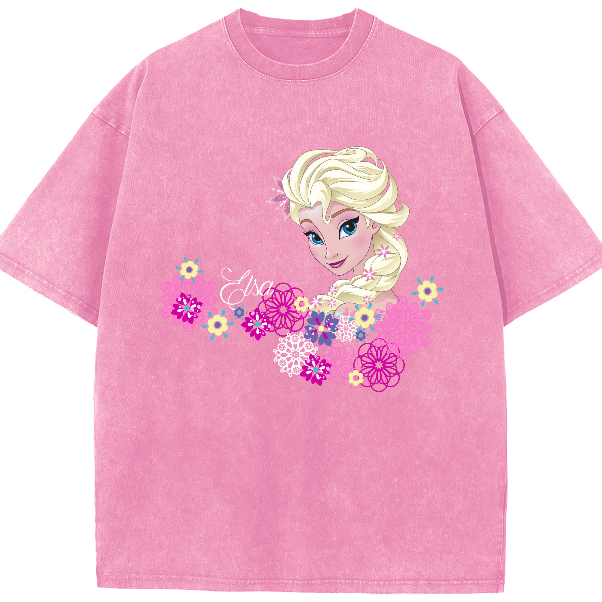 （画像用） アナと雪の女王 アンナ エルサ Frozen Anna Elsa 綿100% ヴィンテージ風 半袖Tシャツ（フロントプリント）